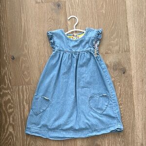 Blue Denim Dress with Heart Pockets